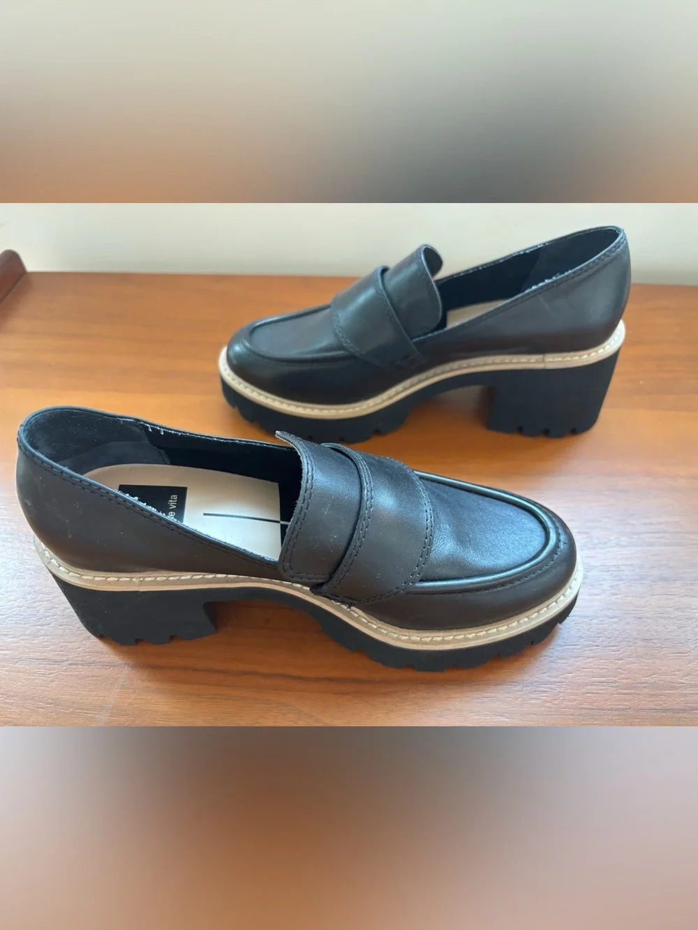 Dolce Vita Halona Chunky Penny Loafers Onyx Leather Size 6